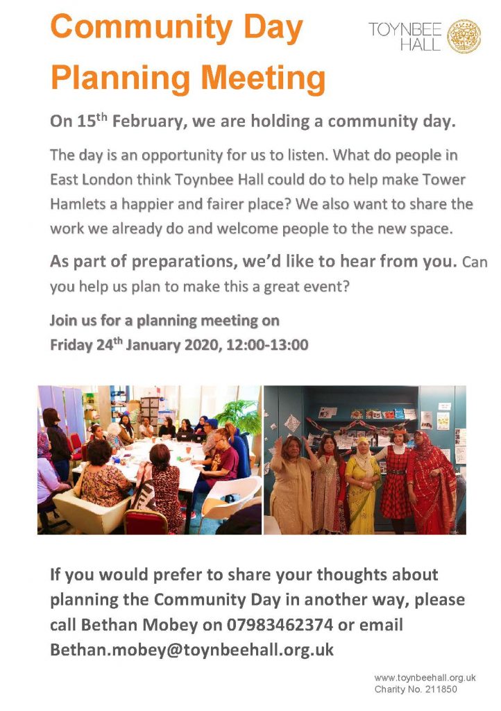 Community Day Planning Meeting Friday 24th January