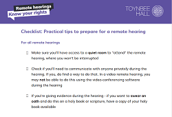 Checklist - practical tips to perapre for remote hearing