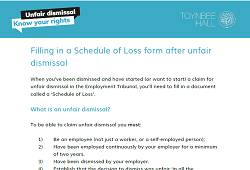 Filling in a schedule of loss after unfair dismissal