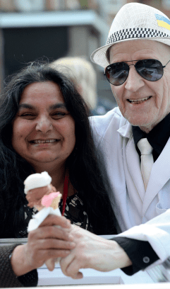 two people holding an ice cream on Petticoat Lane
