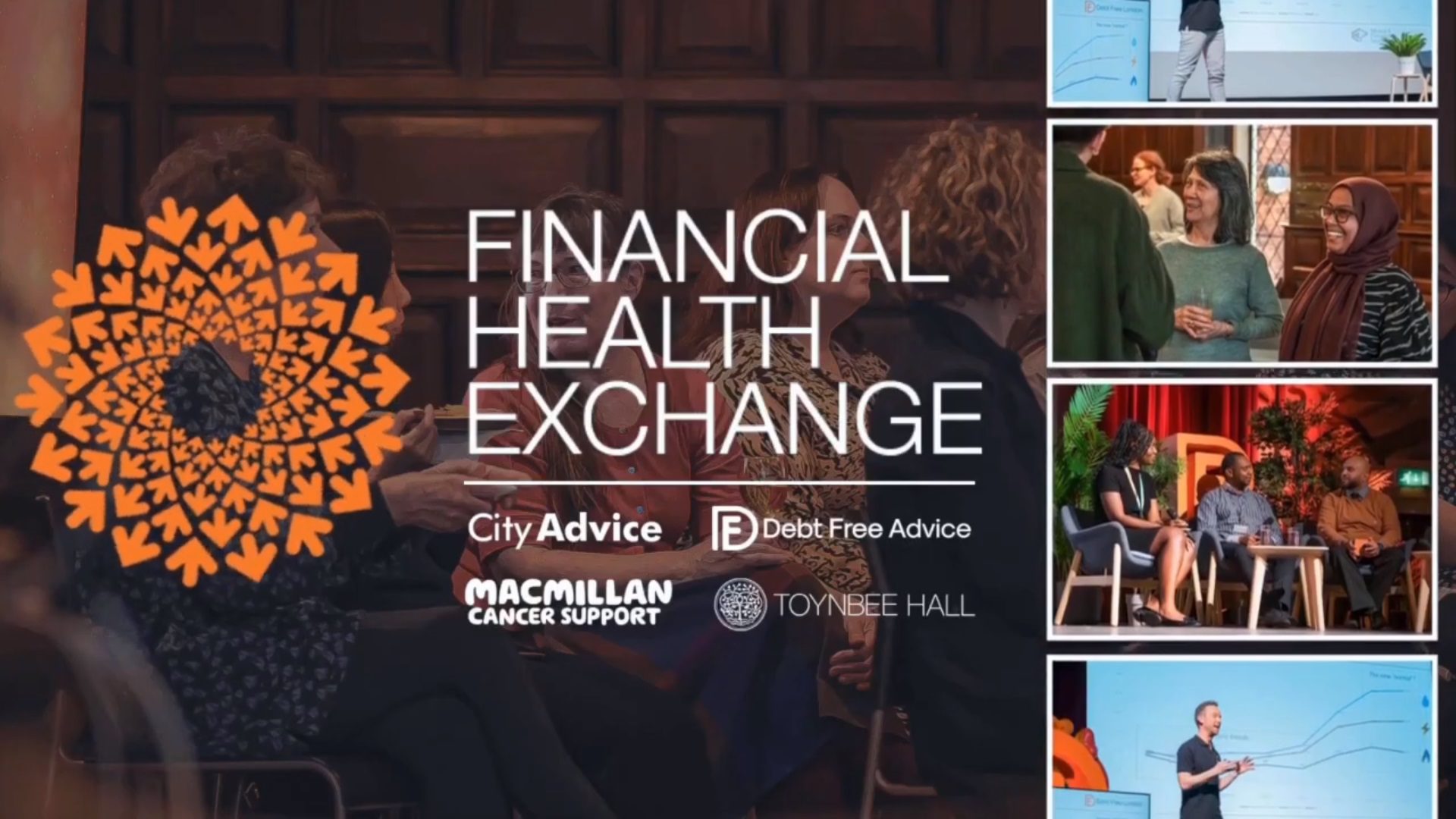 Financial Health Exchange logo over images of events