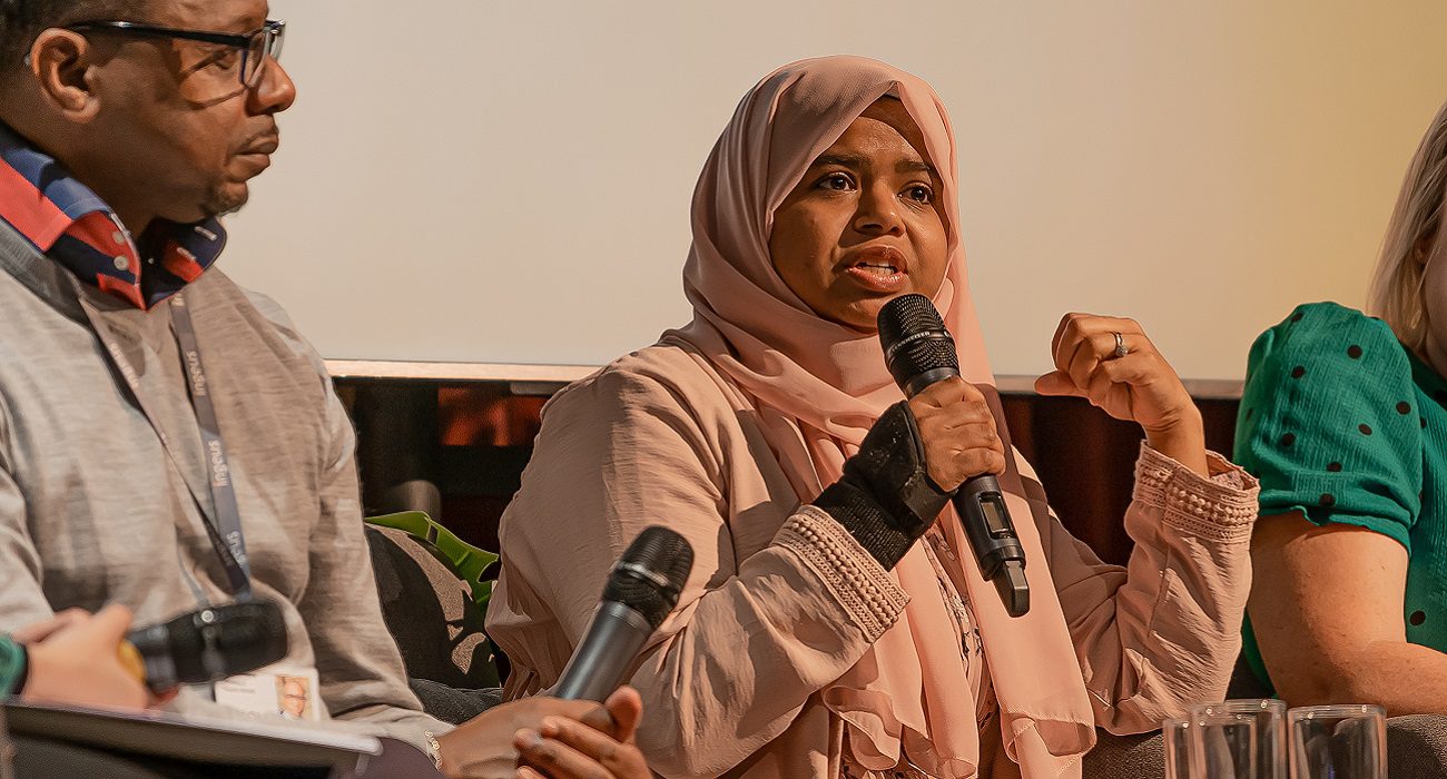 Yesmin speaks during panel discussion at Financial health exchange event