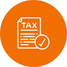 Tax bill icon on orange circle